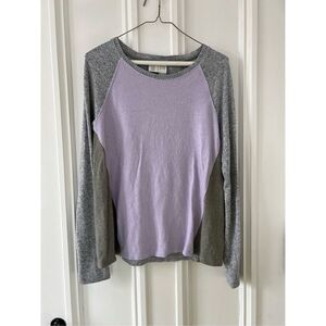 Anthro Saturday Sunday light purple gray and khaki green color block sweater S
